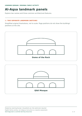 First-page preview of Al-Aqsa landmark panels.