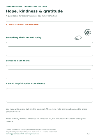 First-page preview of Hope, kindness & gratitude.