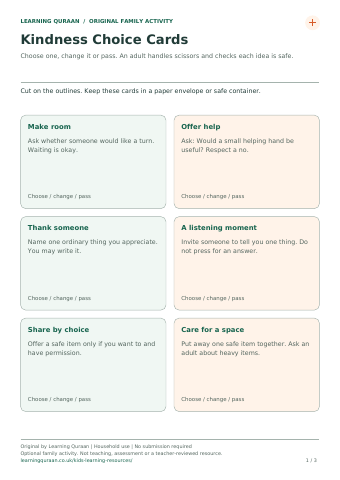 First-page preview of Kindness jar cards.